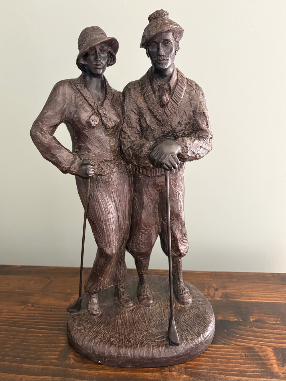 Austin 1997 Bronze-Tone Country Club Vintage Golfer Couple Sculpture - Home Art